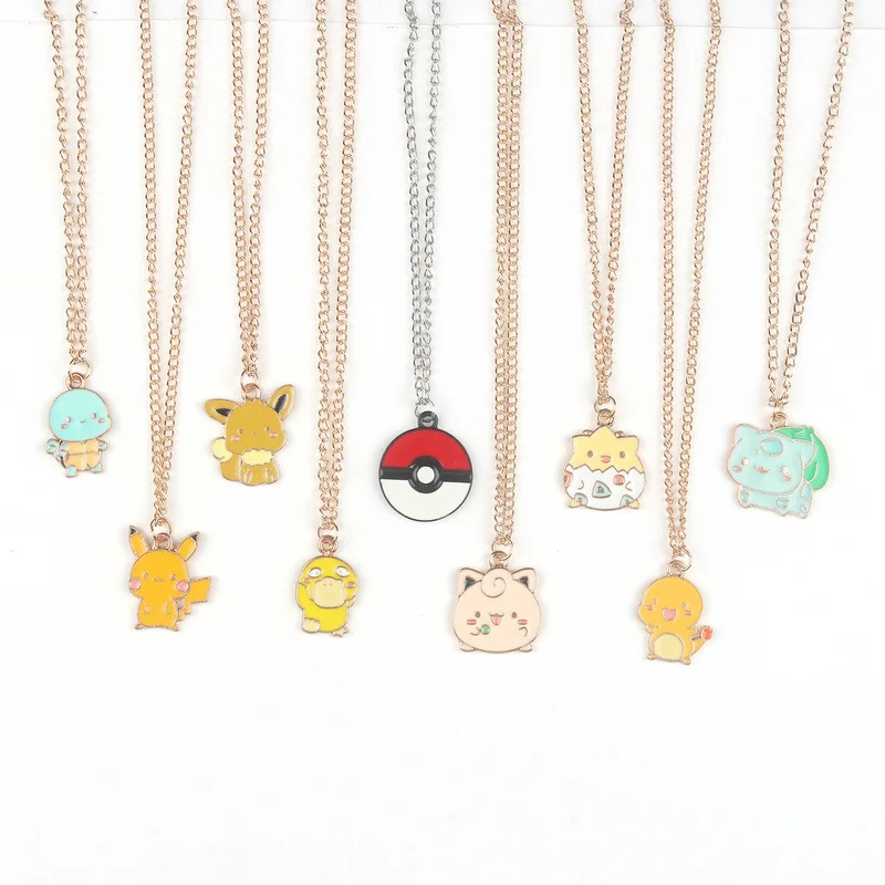 Pikachu Metal alloy Necklace mini anime cartoon style Charmander Alloy sweater necklace cute Bulbasaur accessories fans gifts view 5