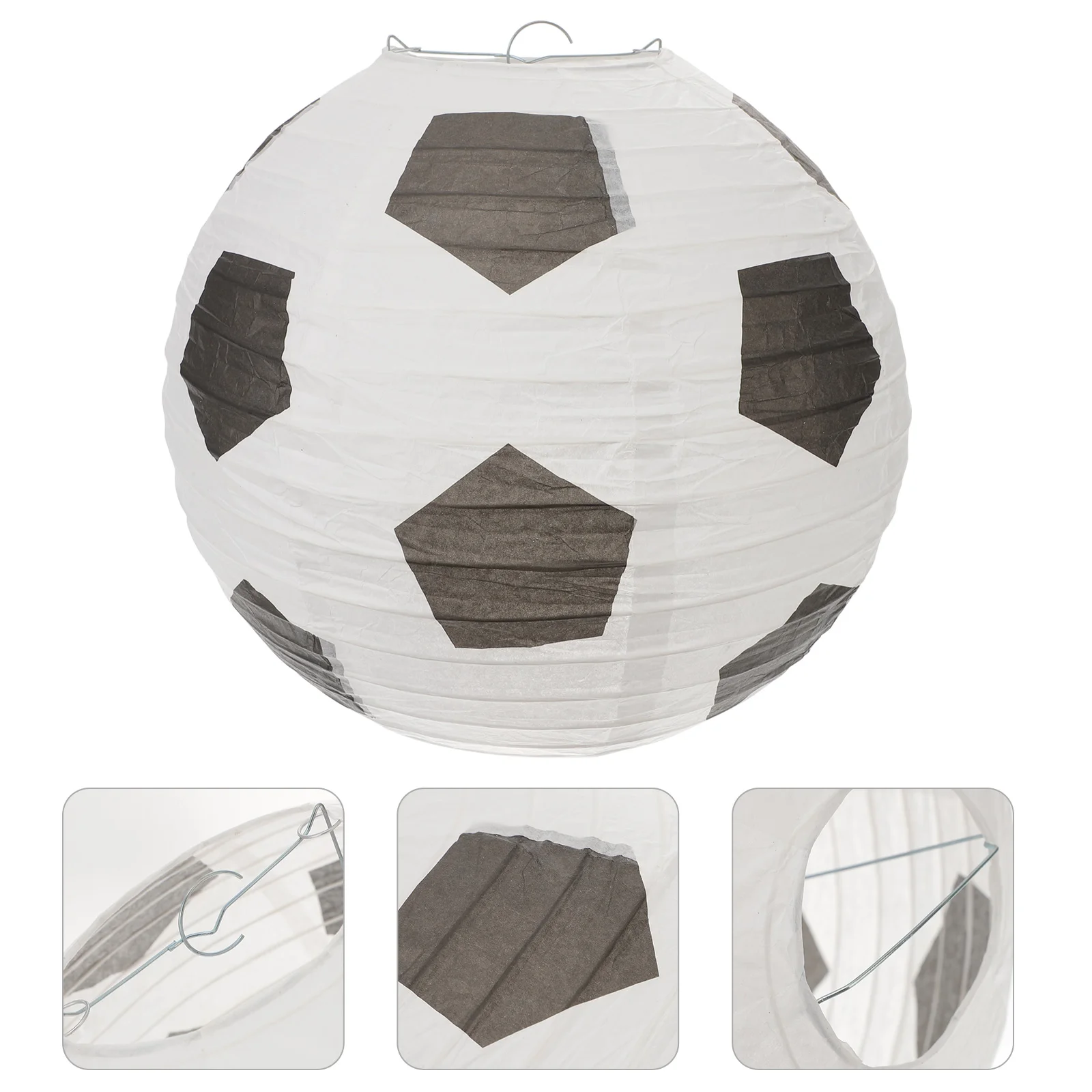 3 Pcs Football Lantern Decor Paerty Paper Lanterns Hanging Soccer Iron Party Decorations Sports