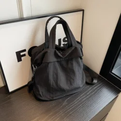 Solid Color Simple Fashionable Leisure All-Match Tote Bag With Large Capacity For School, Work And Commute.