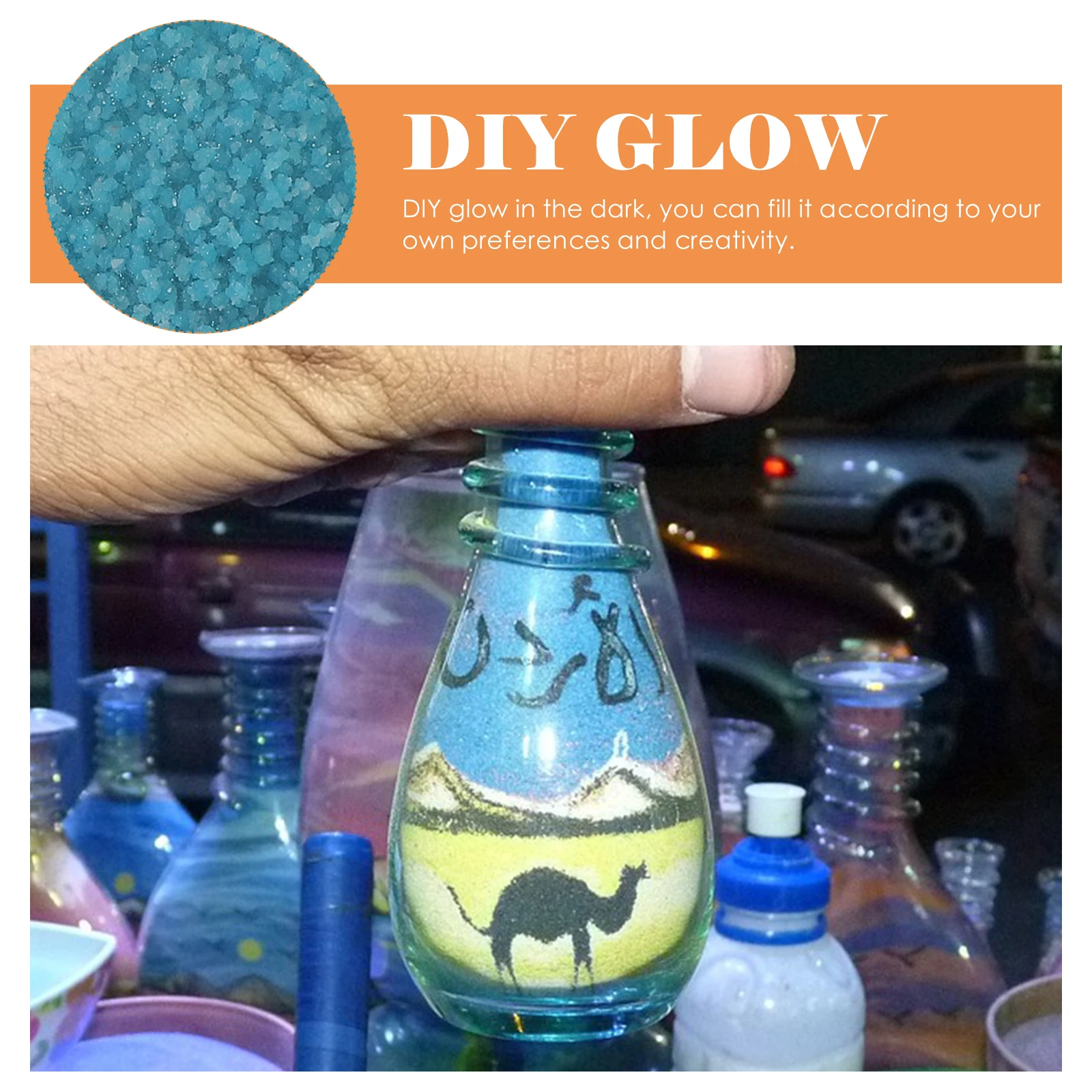 

9pcs Luminous Glow Sand For Bottle Fluorescent Particle Diy Craft Decor Safe Reusable Night Sand