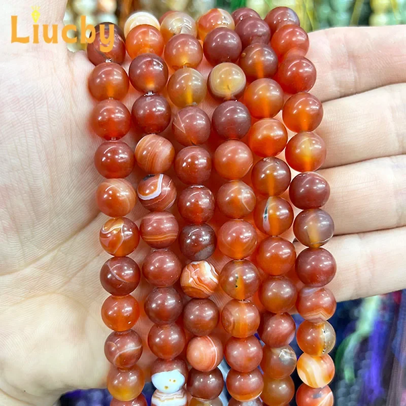 Naturstein, mattes Rot, gestreifte Achatperlen für die Schmuckherstellung, DIY, Damenohrringe, Accessoires, Bastelarbeiten, 15 Zoll, 4/6/8/10/12/14 mm. – Detail 3