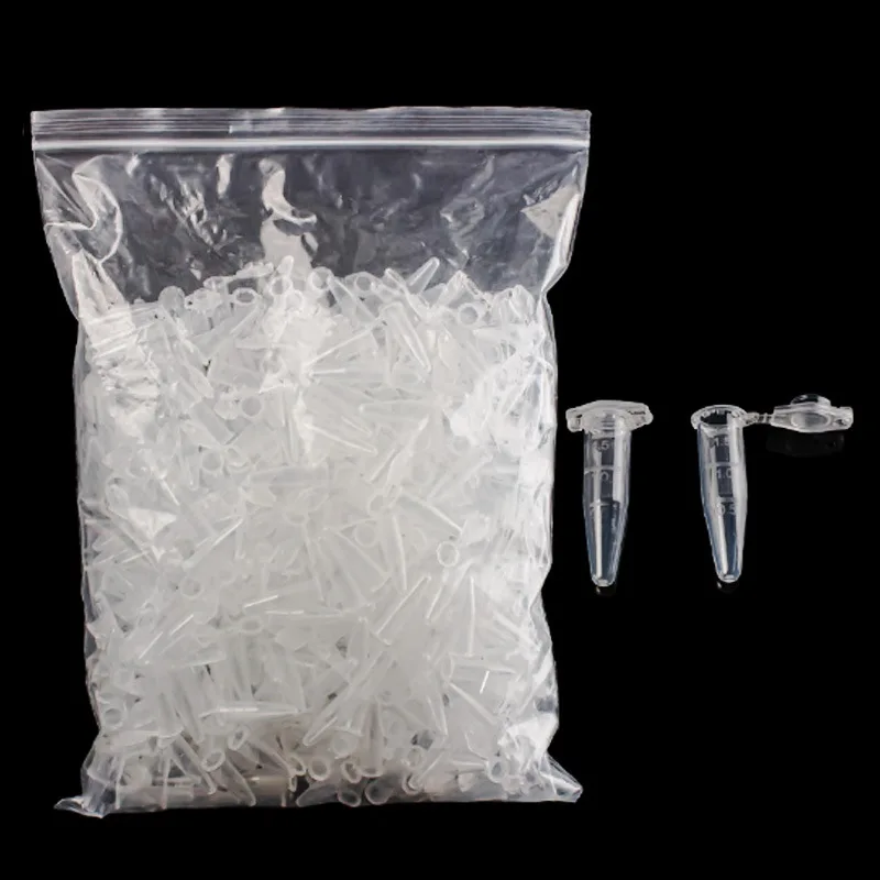500PCS Graduated EP Tube Lockable Connected Lid 1.5ml Conical Bottom 2ml Round Bottom Lab Centrifuge Consumable