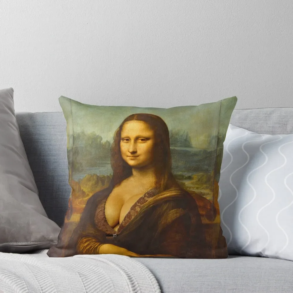 

Mona Lisa Big Boobs Parody Throw Pillow christmas cushions covers Cushion Cover Set pillow