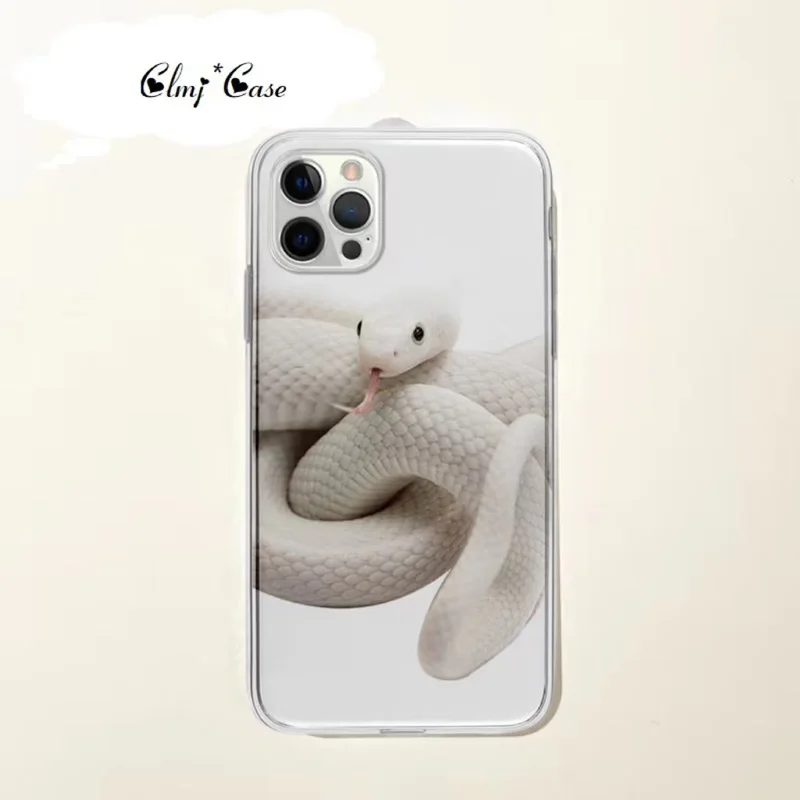 

Clmj Cool White Snake Phone Case For Samsung Galaxy A54 A53 A32 A13 5G S21 S22 Ultra S23 Plus Note 20 Silicone Protective Cover