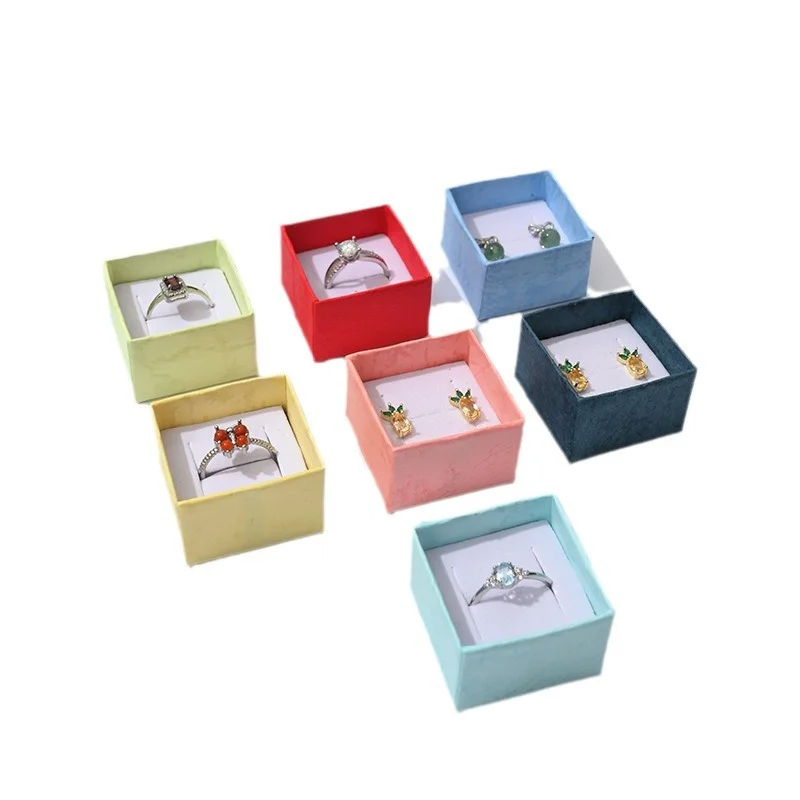 6Pcs/lot 4*4cm Square Ring Box Paper Jewelry Box Rings Earrings Storage Container Jewelry Gift Case Bow Jewelry Display Box