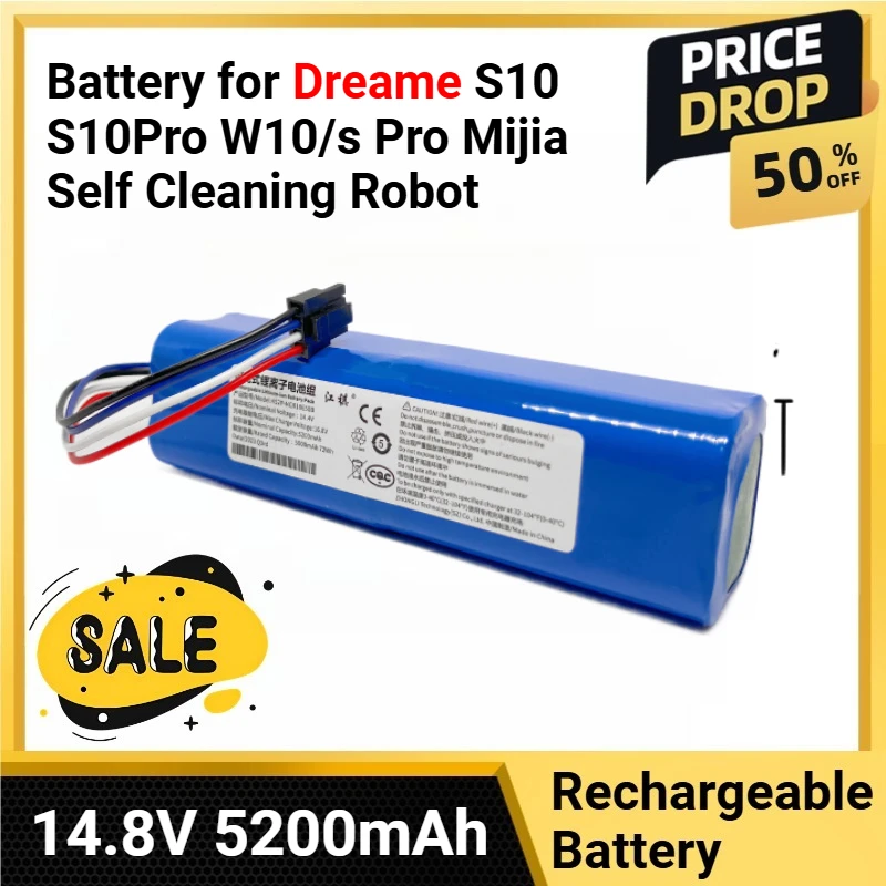 

14.8V 5200mAh Battery for Dreame S10 S10Pro W10/s Pro Mijia Self Cleaning Robot Vacu Robot Vacuum Mop Cleaner