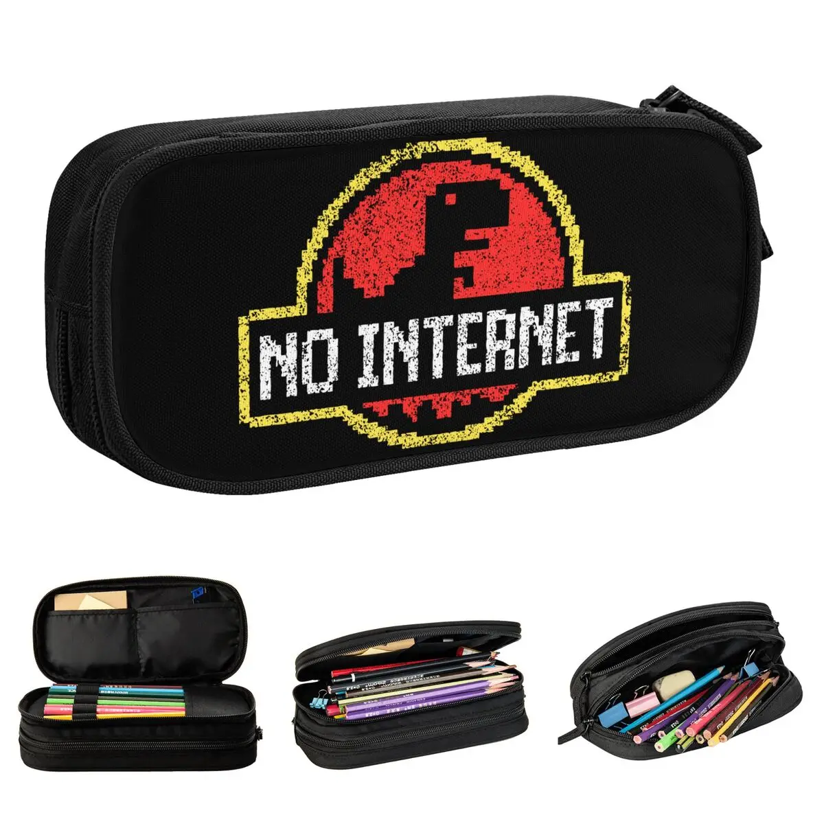 No Internet Dinosaur Logo Pencil Cases New Jurassic Offline Park Pen Bag Kids Large Storage School Supplies Gifts Pencilcases