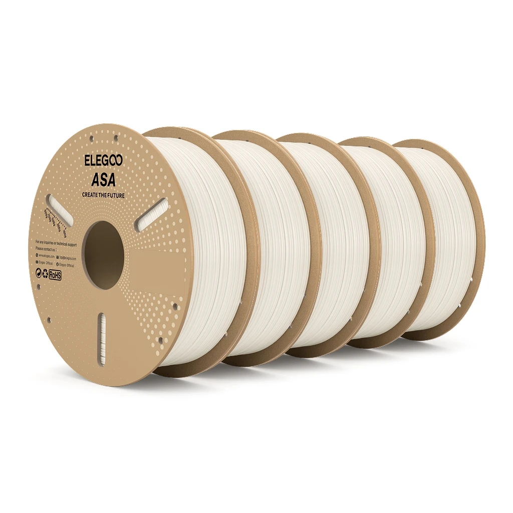 ELEGOO ASA-Filament 1,75 mm 1 kg, UV- und wetterbeständiges 3D-Drucker-Filament, perfekt für Funktionsteile im Freien, 1 kg, Schwarz, Weiß