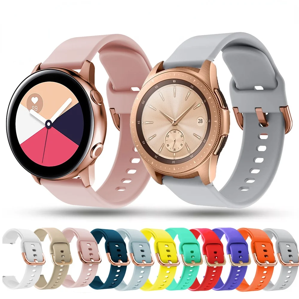 Ремешок силиконовый для Samsung Galaxy Watch 6 5 4 3/Huawei Watch 4 GT3, браслет с пряжкой цвета розового золота для Amazfit GTS, 20 мм 22 мм