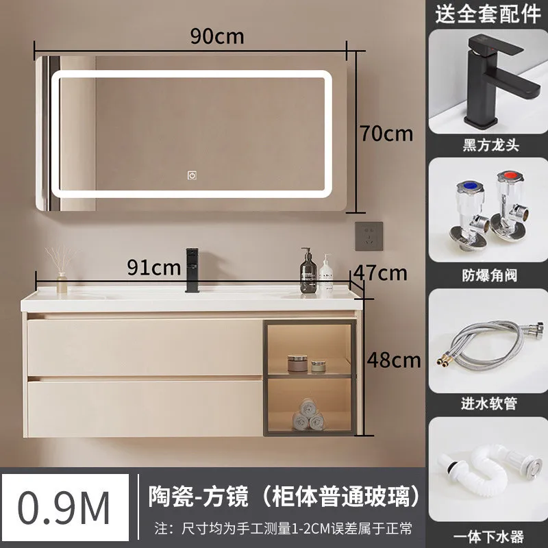 Picture 7: Bathroom Cabinet Washbasin Cabinet Combination Washbasin Mirror Slate Seamless Splicing Integrated Cabinet