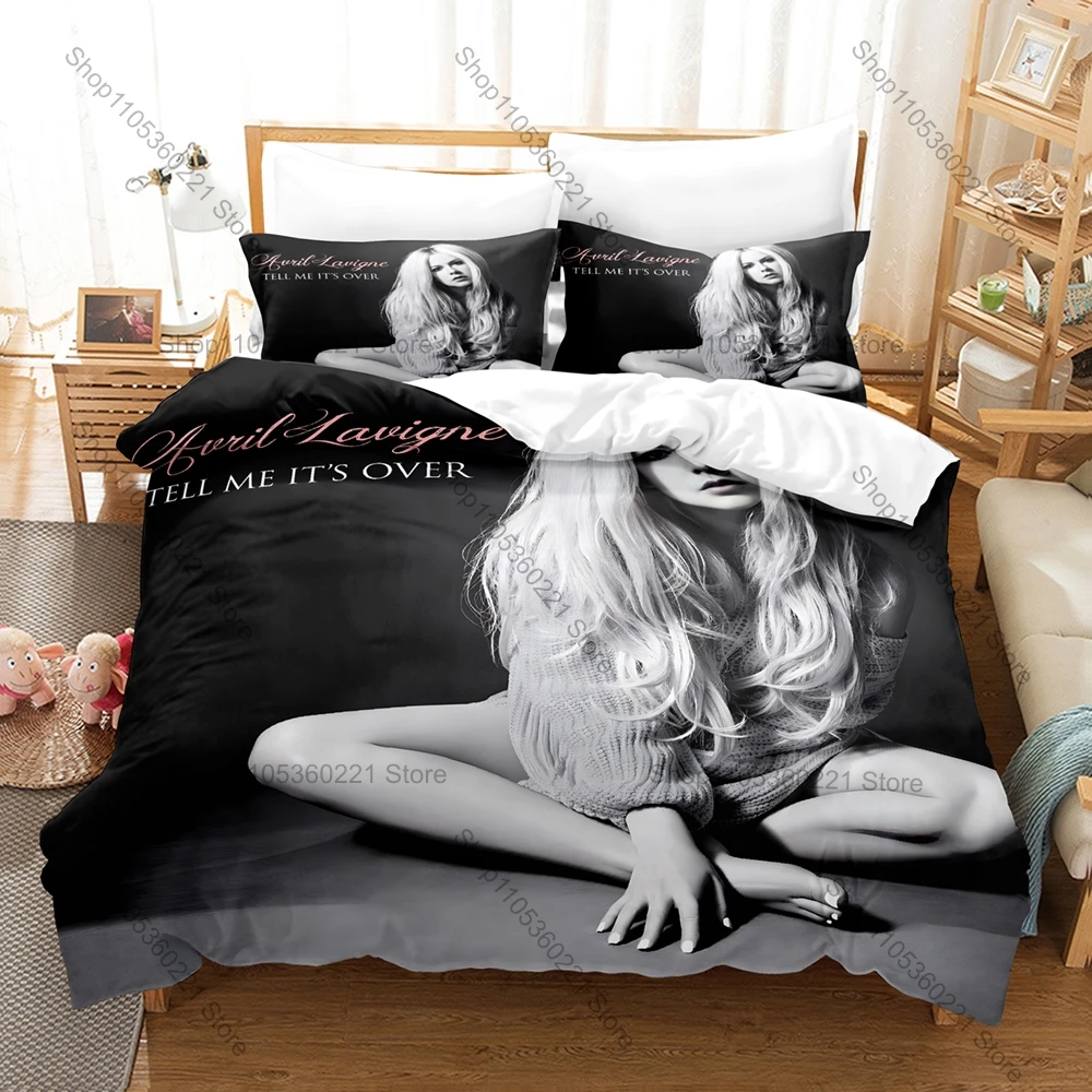 Personality Avril Lavigne New Bedding Set 3D Printed Music Singer Duvet Cover Pillowcase Twin Full Queen King Size Soft Microfib