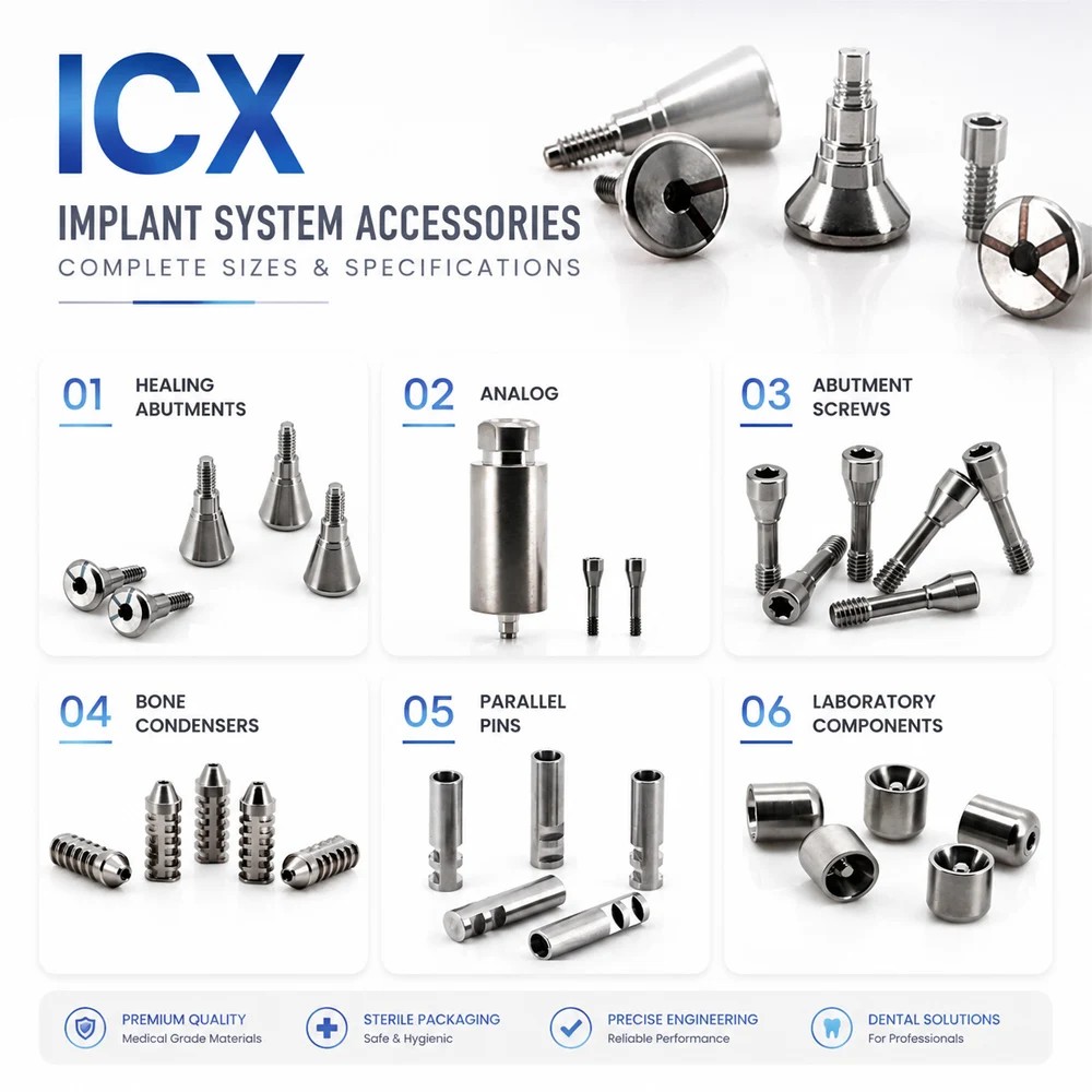 ICX Implant Restoration Components Healing Abutment Cover Screw Straight Abutment Digital Analog Multi Unit Lab Set Full Sizes