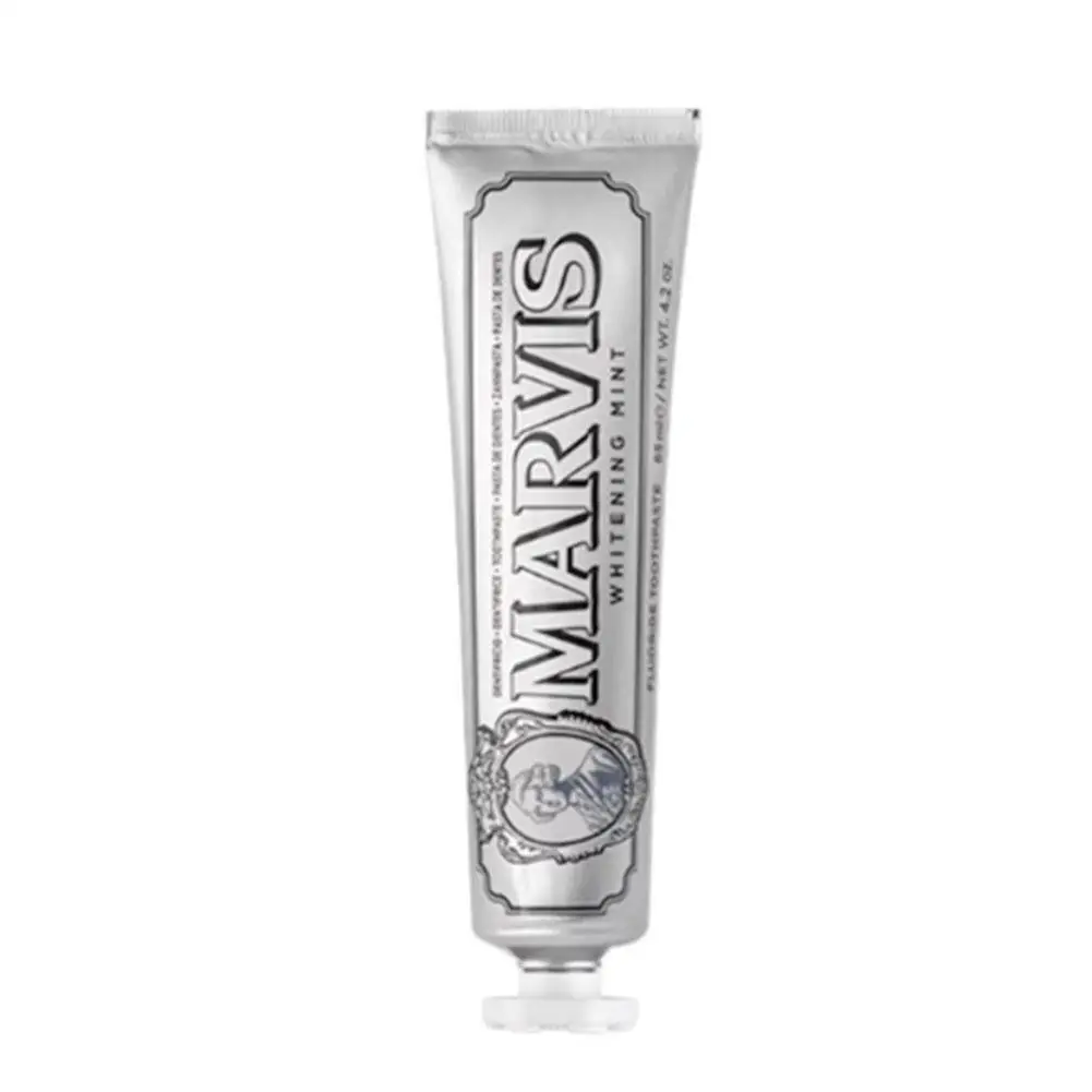 Original Marvis Whitening Mint Zahnpasta erfrischt den Atem, entfernt Rauchflecken, hellt die Zähne auf, beugt Karies vor, blumige Zahnpasta.