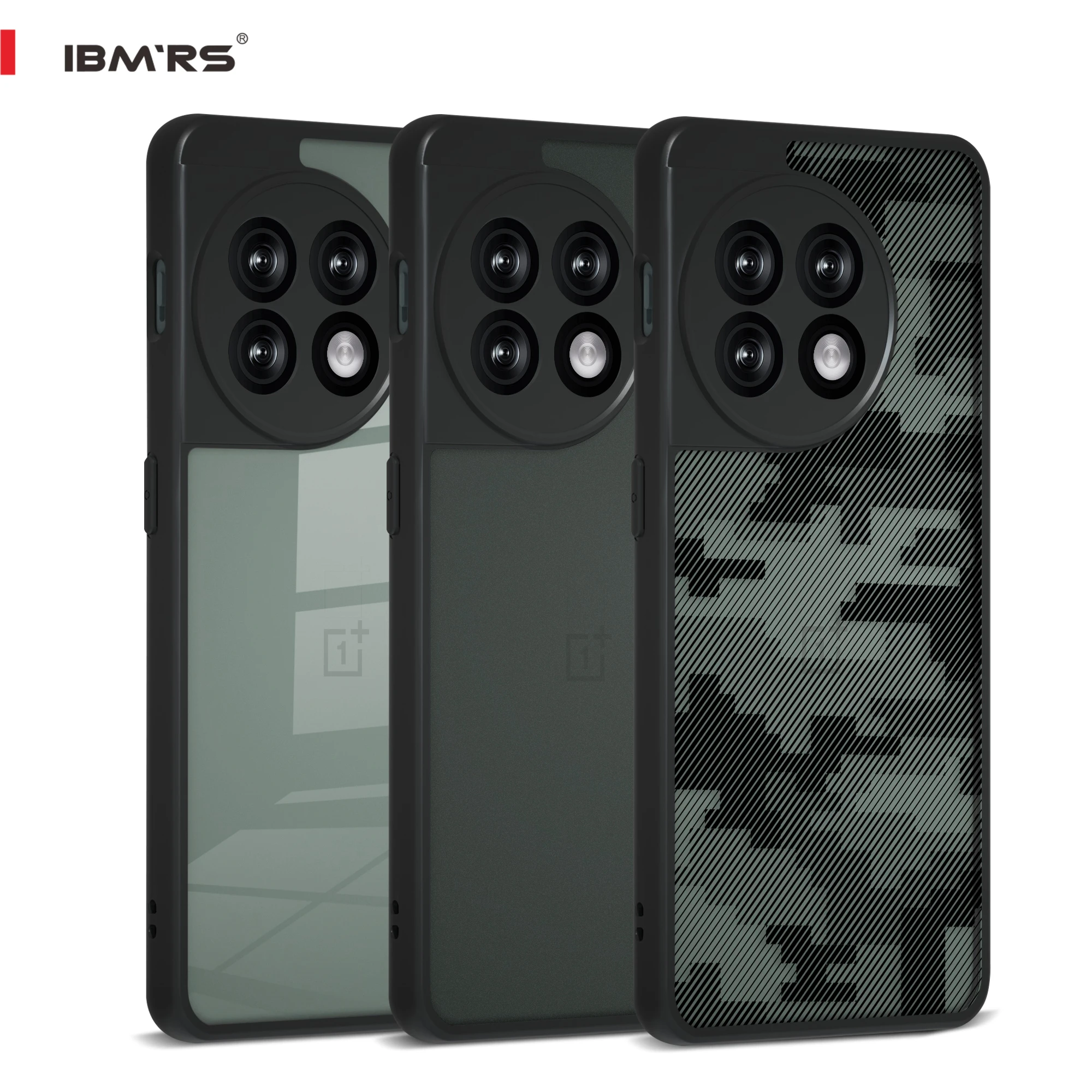 IBMRS for OnePlus 11 Case, Camouflage PC Transparent Hard Back Soft TPU Frame Shockproof Anti-Fingerprints Protective Case