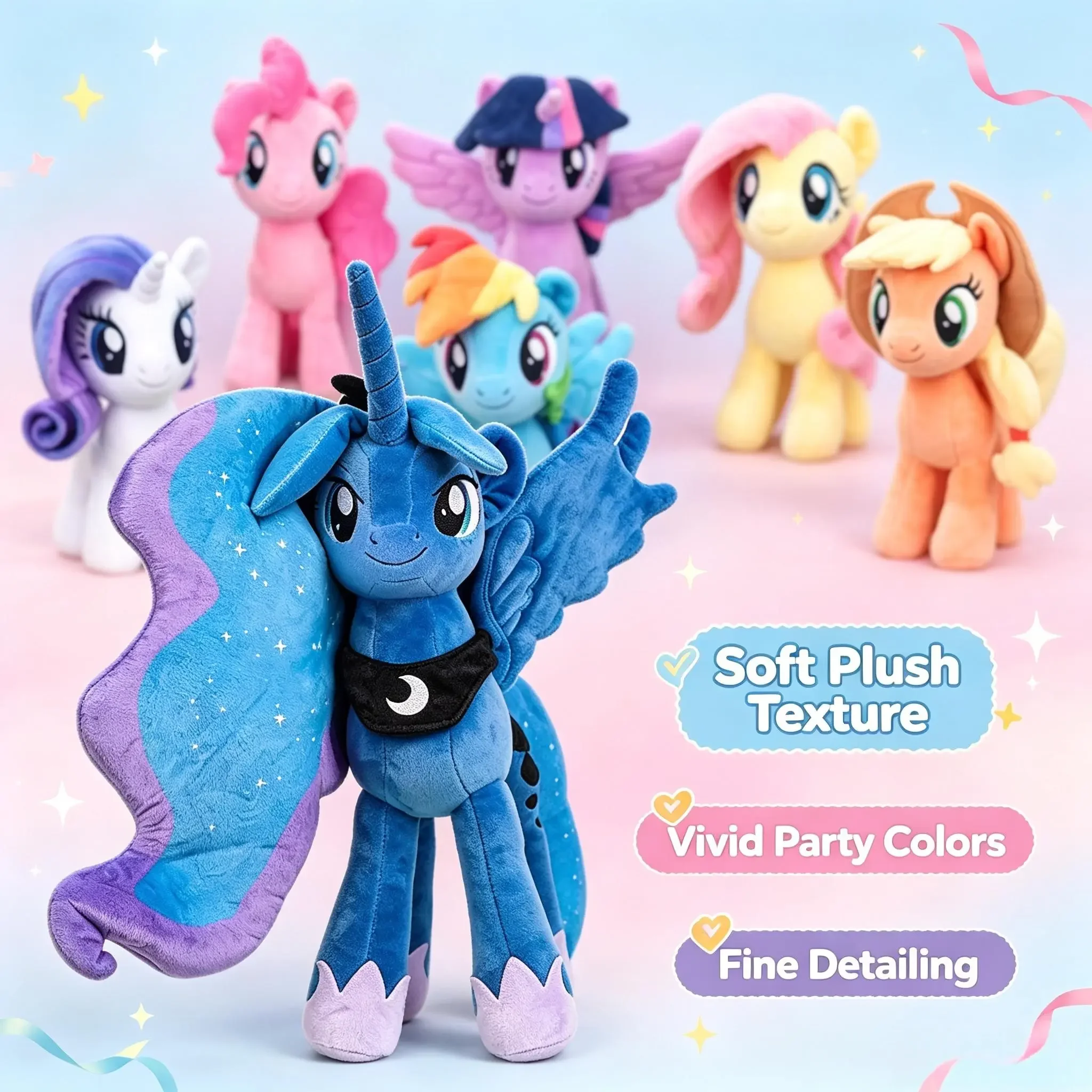 Hasbro My Little Pony 7 Styles Plush Toys Stuffed Animals Cartoon Peripheral Soft Vivid Collectible Doll Home Decor Party Gift