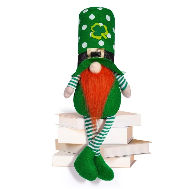 Irish Holiday Doll, No Face Shamrock Stuffed Doll Desktop Toy Home Decor Party Favor Present