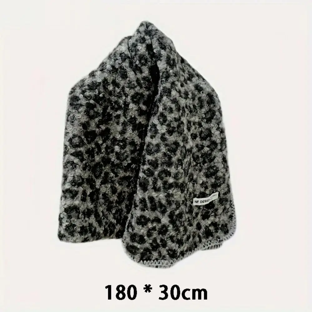 New 180*30cm Thick Mohair Fur Scarf Winter Cashmere Leopard Dot Shawl Scarf Fashion High Quality Warmer Pashmina Women