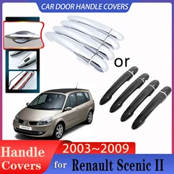 for Renault Scenic II Accessories MK2 2003~2009 Car Imitation Carbon Fiber Handles Or Chrome Door Handles Covers Car Accessories
