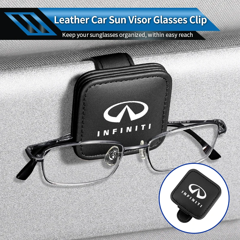 

Leather material car square storage sunshade glasses clip For Infiniti Q50 FX35 Q30 G37 Q70 QX70 G35 Q60 QX50 QX60 QX80 QX30