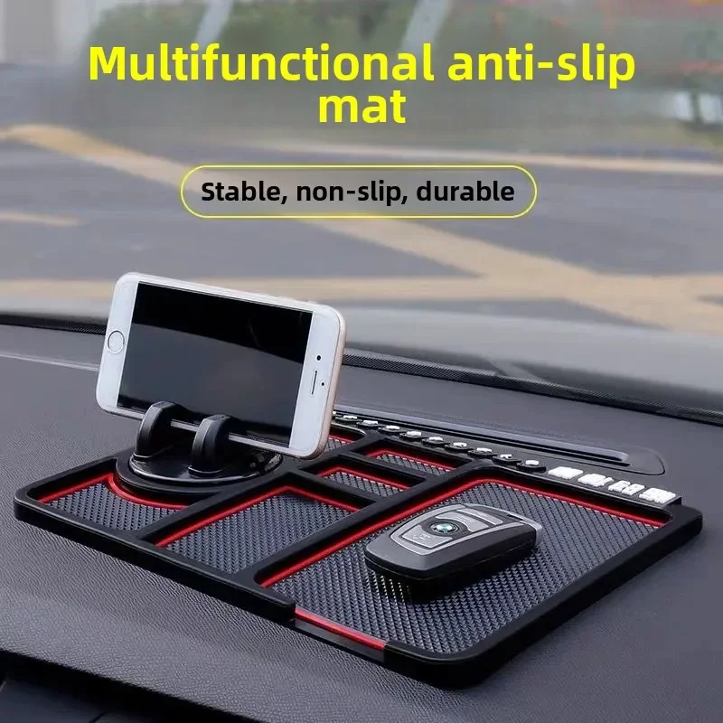 Car Multi-Function Mobile Phone Holder Anti-Slip Pad Temporary Parking Sign Dashboard Four-In-One Automobile Parts Accessories