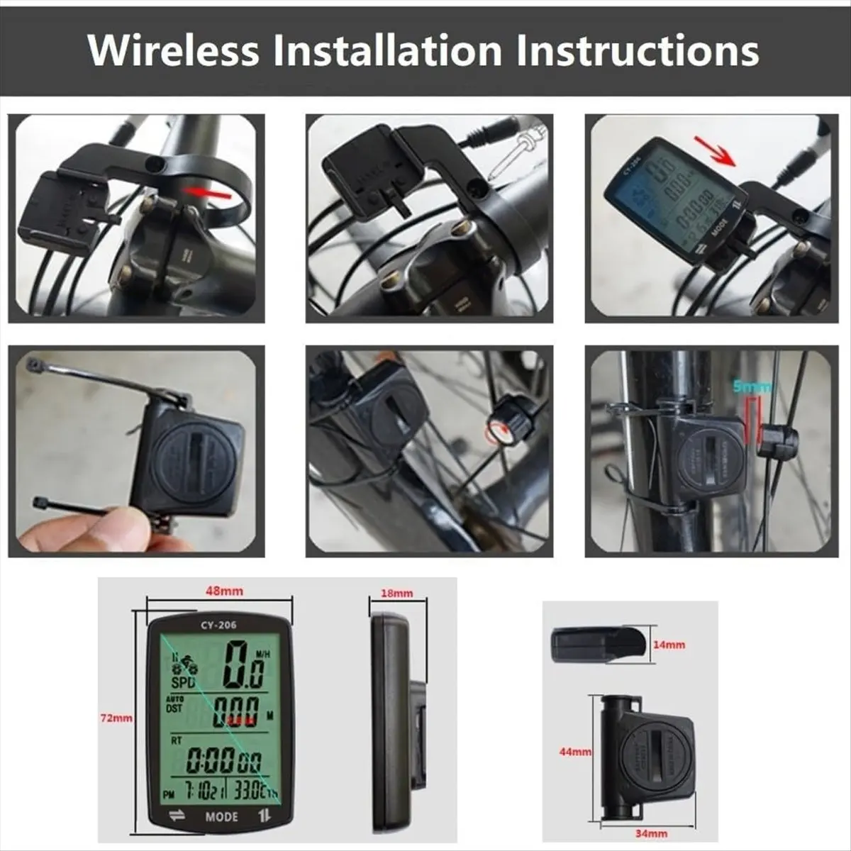 A61P Bicycle Speedometer and Odometer Wireless Waterproof Cycle Bike Computer Multi-Functions Bike Timer Cycling Stopwatch