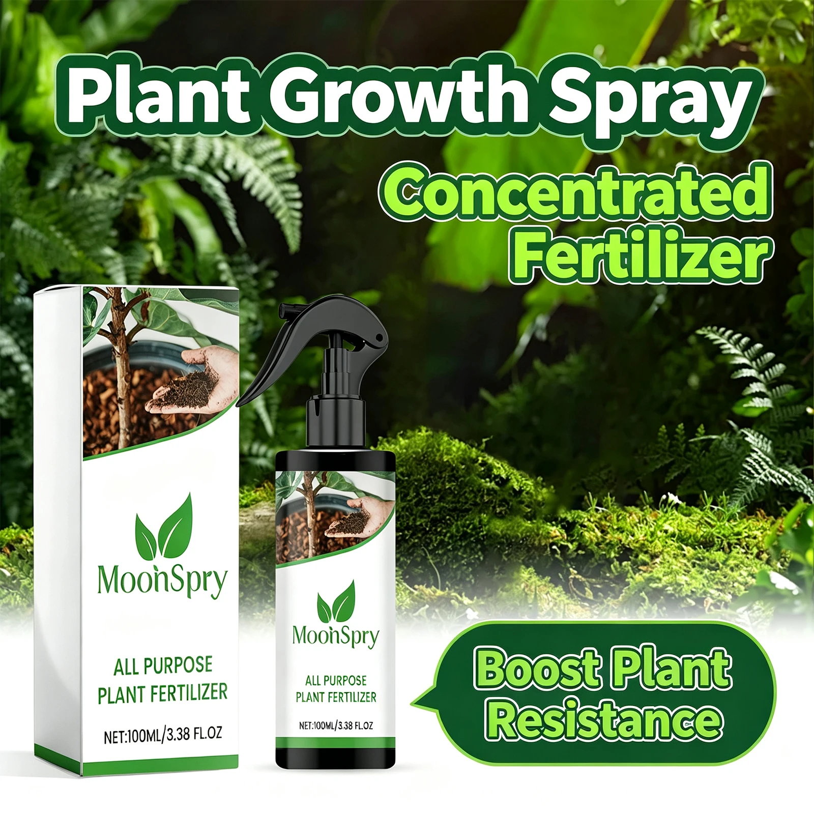 Moonspry Concentrated Fertilizer for Flowers Succulents Green Plants Lawns Boost Plant Resistance Plant Growth Spray 100ml