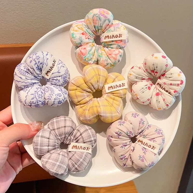 

1pc Floral Printed Sponge Hair Rope Ties Ponytail Holder Rubber Bands Kids Elastic Headband Headdress Headwear Hair Accessories