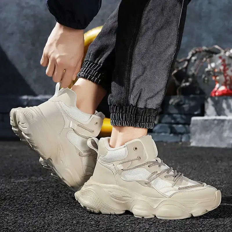 

Appearance Increases Hip Hop Beige Men's Sneakers Casual Luxury Brand Shoes For Men Tennis Boot For Men Sports Runings