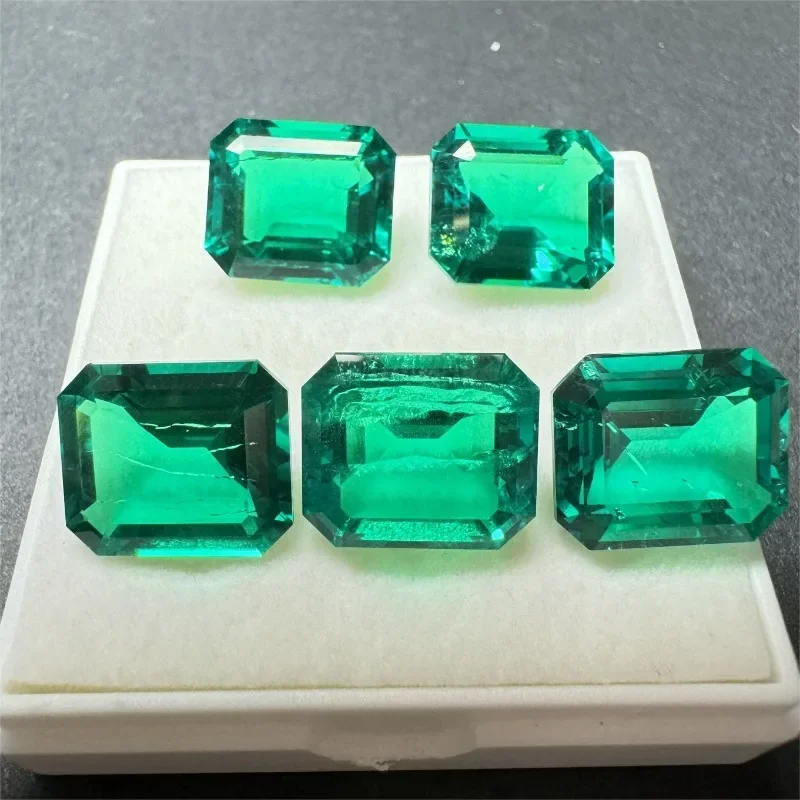 Lab Grown Emeralds Hydrothermal Emerald 12x14mm Hand Cutting with Cracks Inclusions Inside Selectable AGL Certificate