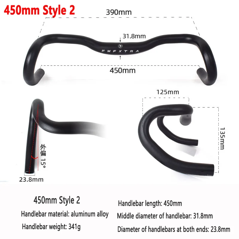 Road Bike Handlebar Bend Handlebar Cyclocross Light Super Volume Crossbar Aluminum Alloy Ram\'s Horn Bicycle 31.8 Bend Handlebar