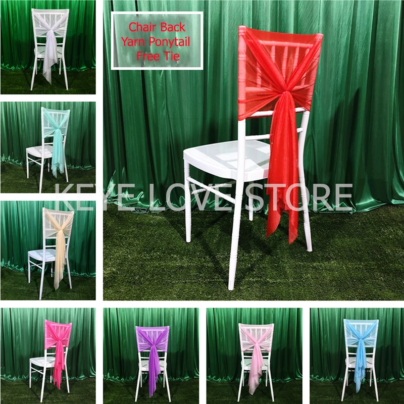 New Ponytail Chair Back Sashes Yarn Free Tie Chair Back Bow Hotel Wedding Wedding Bamboo Chair Party Decorative Mantle 10PCS