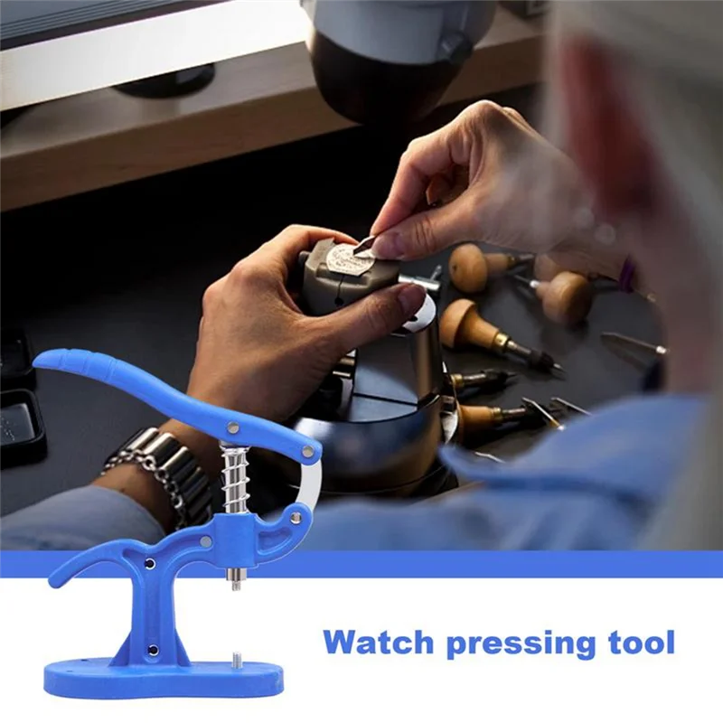 ABZV-Juego de prensado de reloj, herramienta de prensado profesional, Kit de reparación de prensado de carcasa trasera de reloj con troqueles de ajuste de 12 piezas antideslizantes