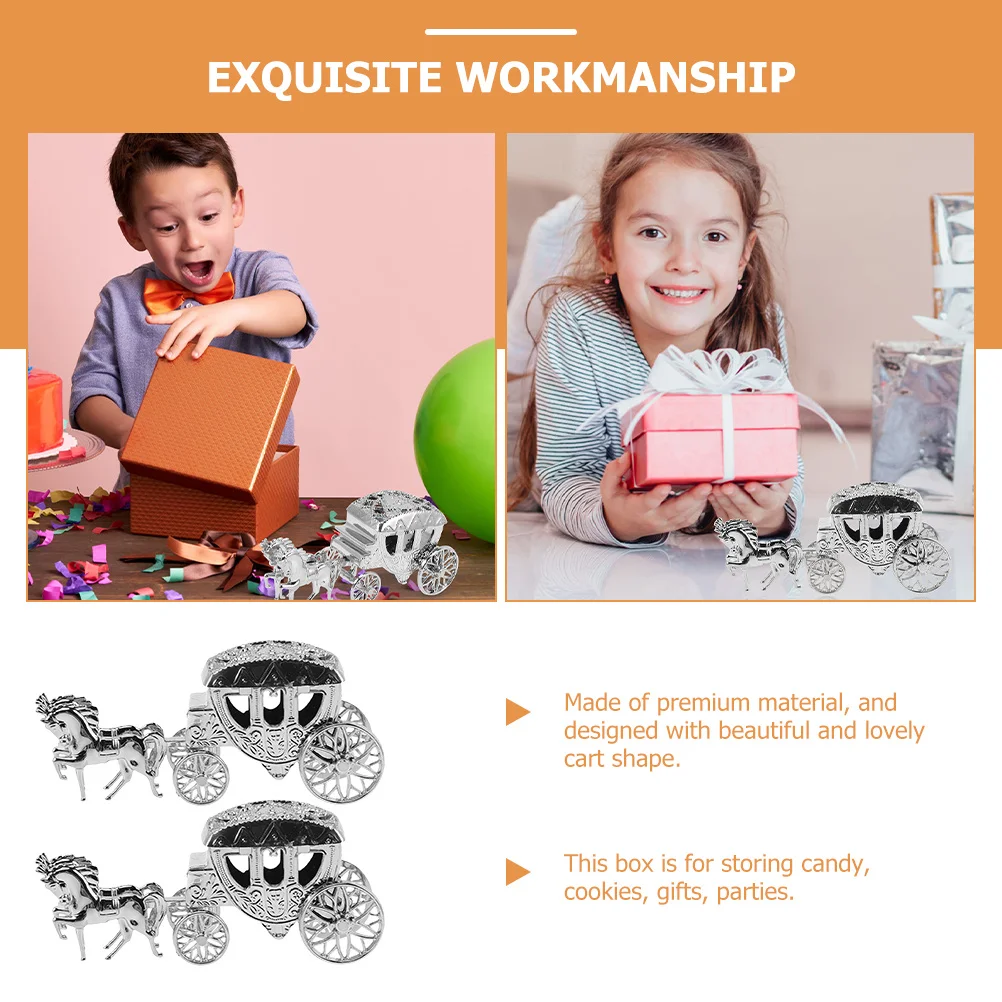 

2pcs Royal Carriage Candy Boxes Cart Shape Storage Case For Wedding Party Favor Birthday Baby Shower Decor Gift Box Packaging