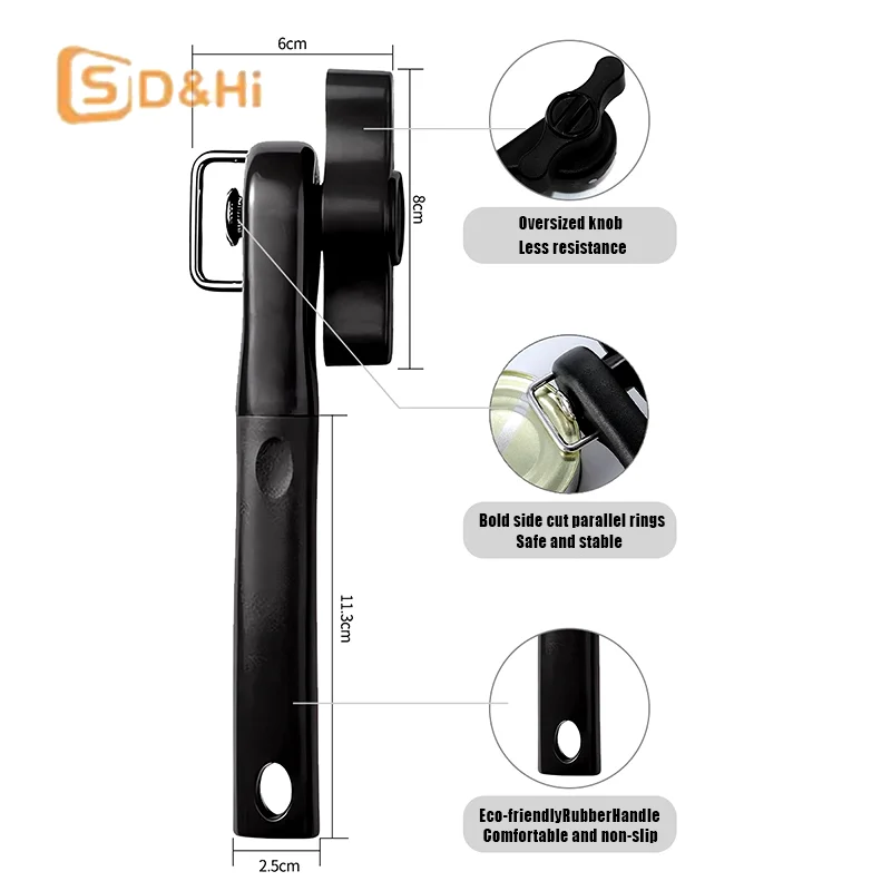 1PCS Polyester Manual Safety Can Opener Stainless Steel Can Knife Household Single-Handle Side Multi-Functional Can Opener