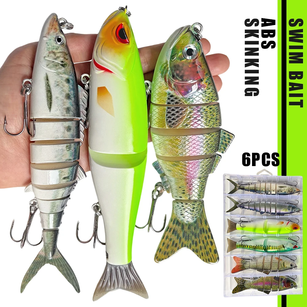 6er-Set Swimbaits Balam Glide Bait Angelköder, Gelenkiger Harter Köder, Schwimmend und Sinkend, Riesiger Glide-Köder für Barsch und Hecht – Detail 1