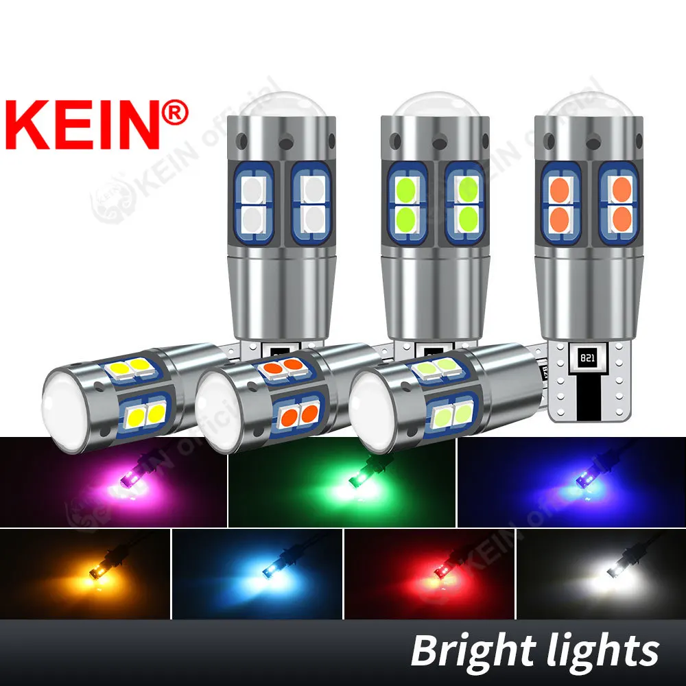 KEIN 10PCS Lens 194 W5W Led Bulb T10 5W5 168 Reading Pathway Lighting Clearance Light Car Lamp 6000K