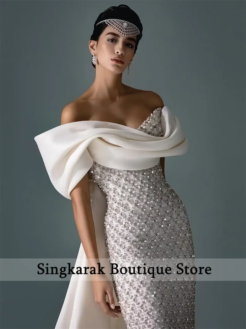 Glitzerndes weißes, elegantes Vintage-Abschlussballkleid mit süßen Pailletten, glänzend, herzförmig, individuell anpassbar, für formelle Anlässe, Abendparty-Kleider