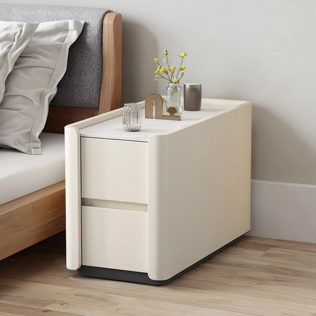 #Modern Minimalist Wooden Nightstand Smart Bedroom Storage Cabinet With Panel Style For Apartment And Hotel Use