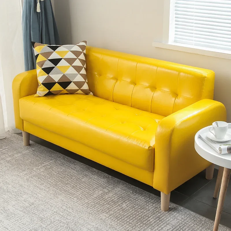 

For Sofa Komfortable Tan Leder gepolstert Doppels ofa Holzbeine Kleine Sofas für kleine Räume