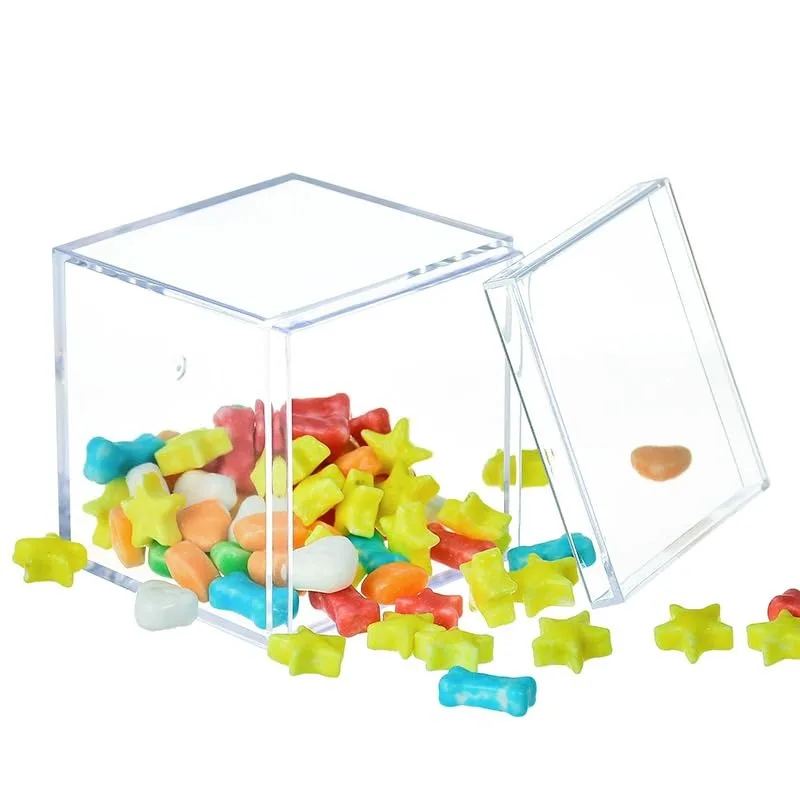 1-50pcs Transparent Acrylic Boxes with Cover Plastic Organizer Gift Packing Box Food Candy Storage Container for Home Display