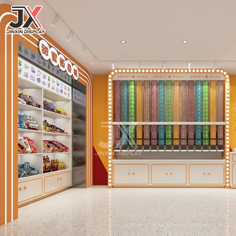 Picture 7: custom.Store Counter Design Customizable LED Rectangular Retail Display Cabinet Candy Dried Fruit Chocolate Snacks