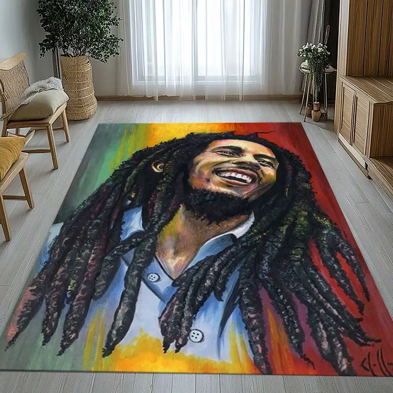 Reggae Music Bob Marley Rasta Color Soft Non-Slip Large Area Rug for Living Room,Bedroom Playroom Carpet Mat for Sofa,Home Decor