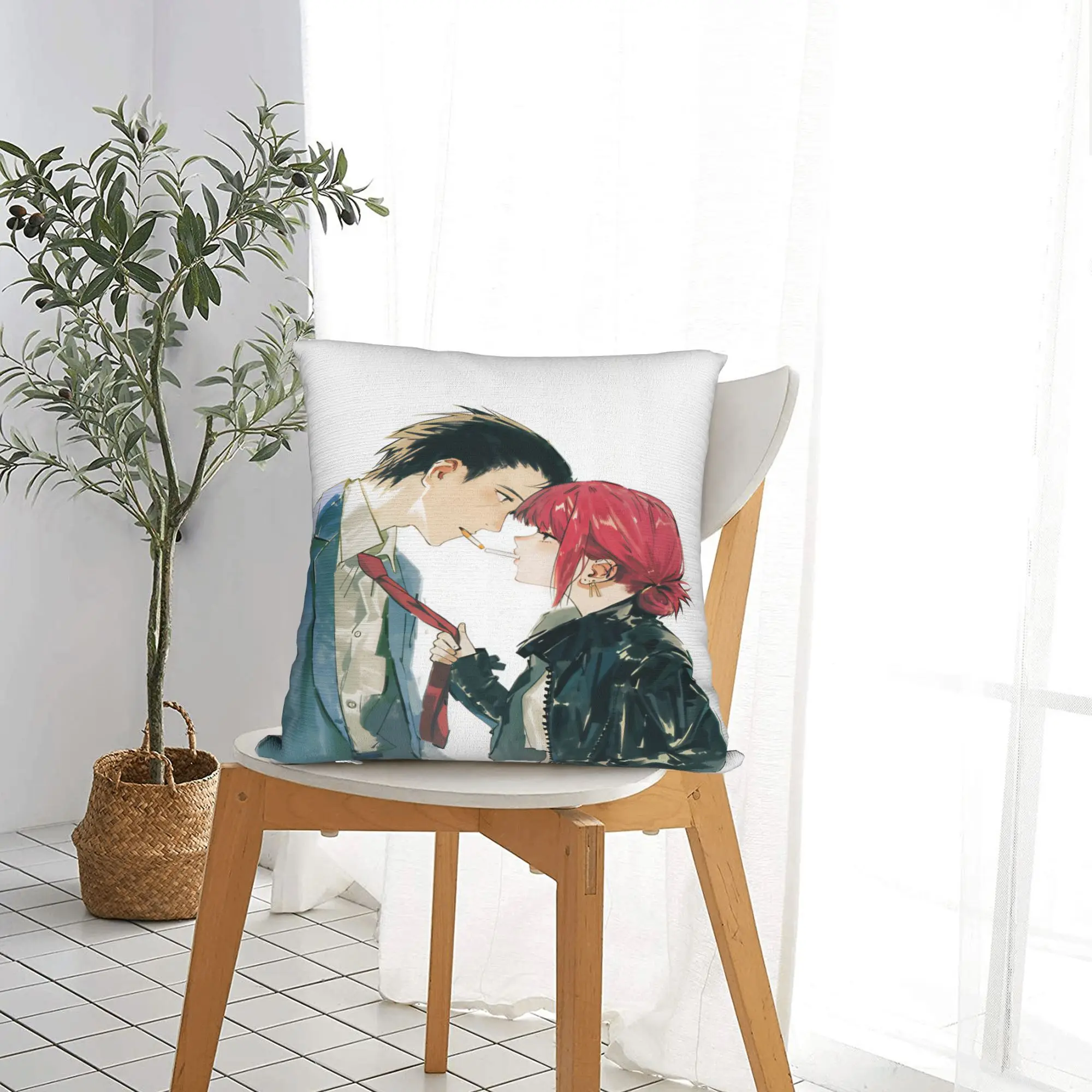 Smoking Behind Supermarket Yamada  Pillowcases  Kawaii Pillow Case For Sofa Couch Bed Living Room Graphic Pillow Cover