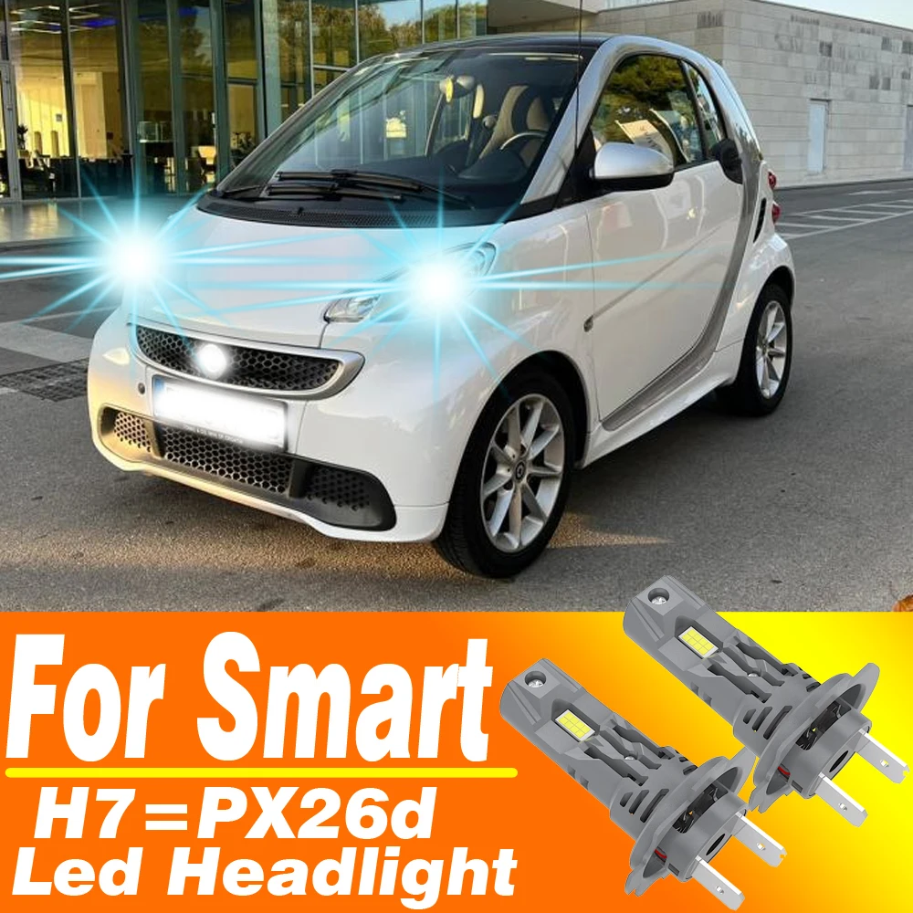 2 uds H7 para Smart Fortwo 451 450 453 PX26d 12v 55W faro Led Canbus Motor luz antiniebla bombilla de coche lámpara de diodo Turbo blanco de haz bajo
