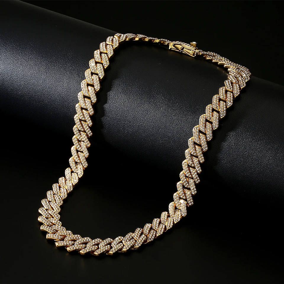 Yupsk 45/50CM Men Women Hip Hop Cuban Chain Iced Out Bling Rhinestone Necklace Hiphop Crystal Necklaces Fashion Jewelry image 4