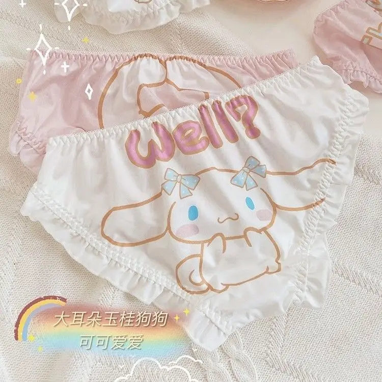 Kawai Sanrio Series Cartoon Stripe Cinnamoroll Sexy Cotton Japanese Girl Triangle Shorts Cute Lace Soft Cute Shorts Underwear
