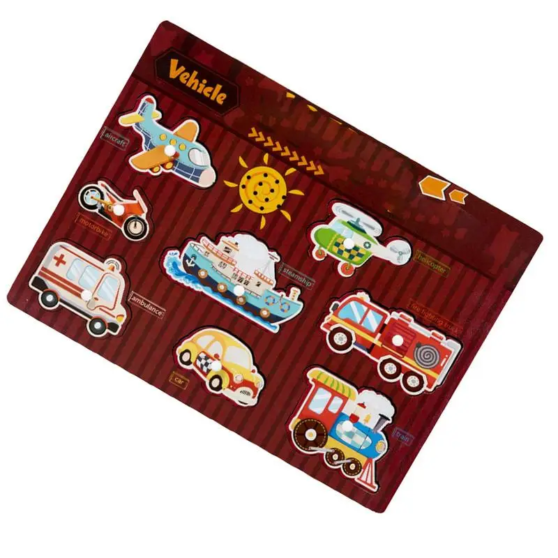 

Игрушка-головоломка с колышками для животных, деревянные игрушки с животными, транспортные средства, мультяшная игрушка, головоломка с колышками, упражнения на координацию рук и глаз, головоломка для родителей и детей
