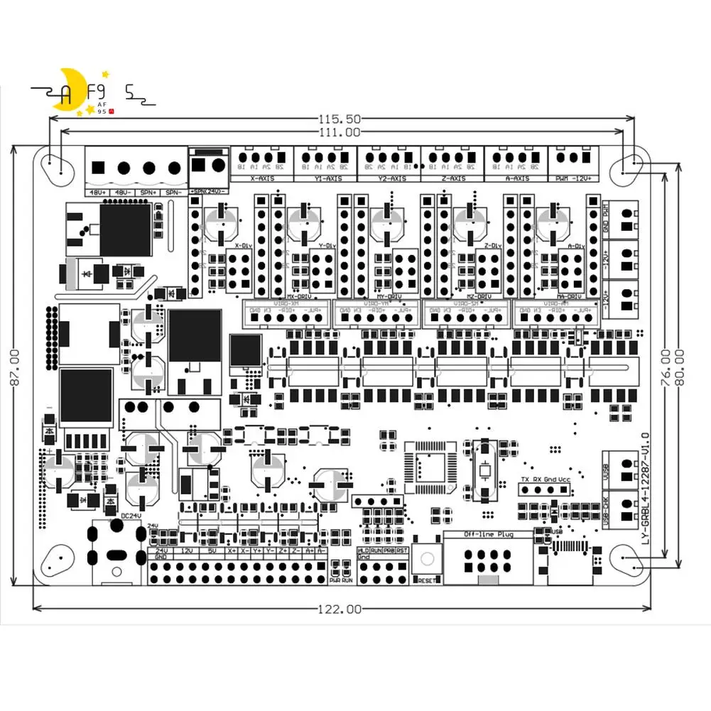 

AF95-Offline Controller 32-Bit 4 Axis Control Board, GRBL Control, Optical Coupling,With 300W/500W Spindle For CNC Engraver