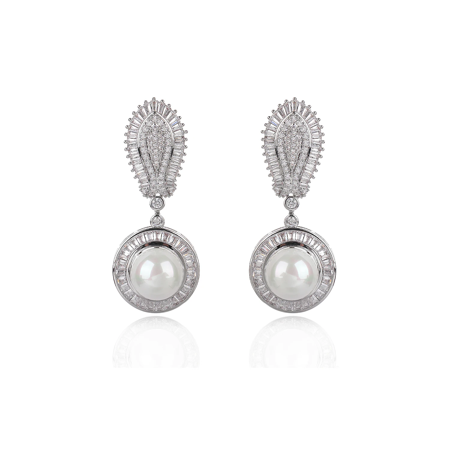 Fashion Cubic Zircon Drop Earrings for Wedding, Pearl Earring for Bride, Women Girl Gift Spring Jewelry Accessories CE11832