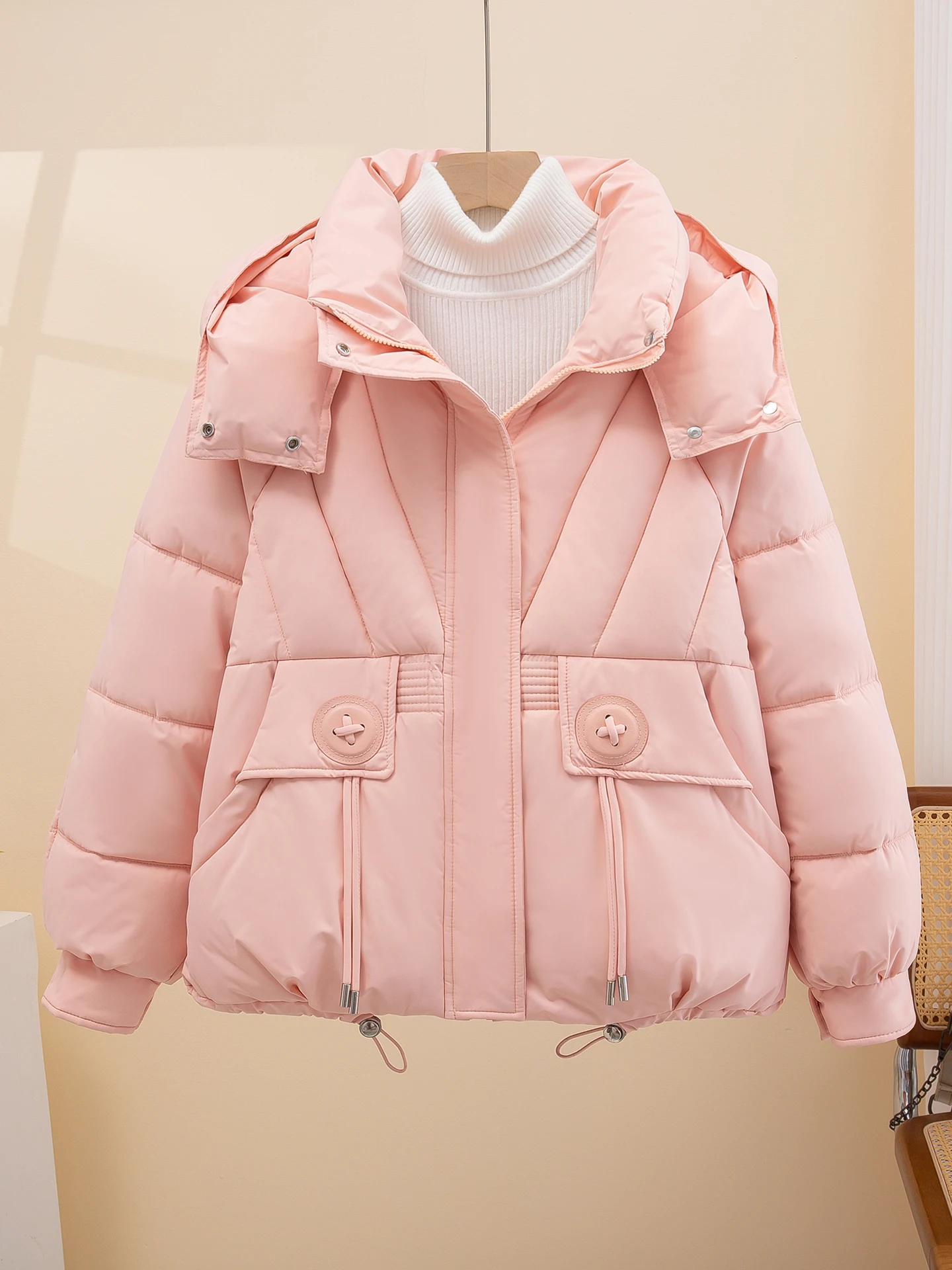 

Women's Winter Thiened down Cotton Jaet 2025 New Sle Loose Fit Hooded Coat Korean Sle Commute Long Sve Zipper